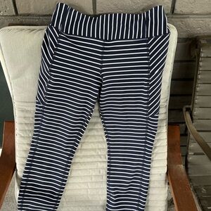 Athleta Dark Blue and White Striped Leggings
